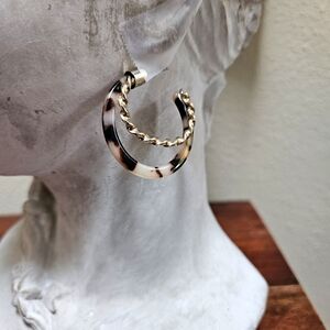 Anthropologie Tortoise + Gold Hoop Earrings
